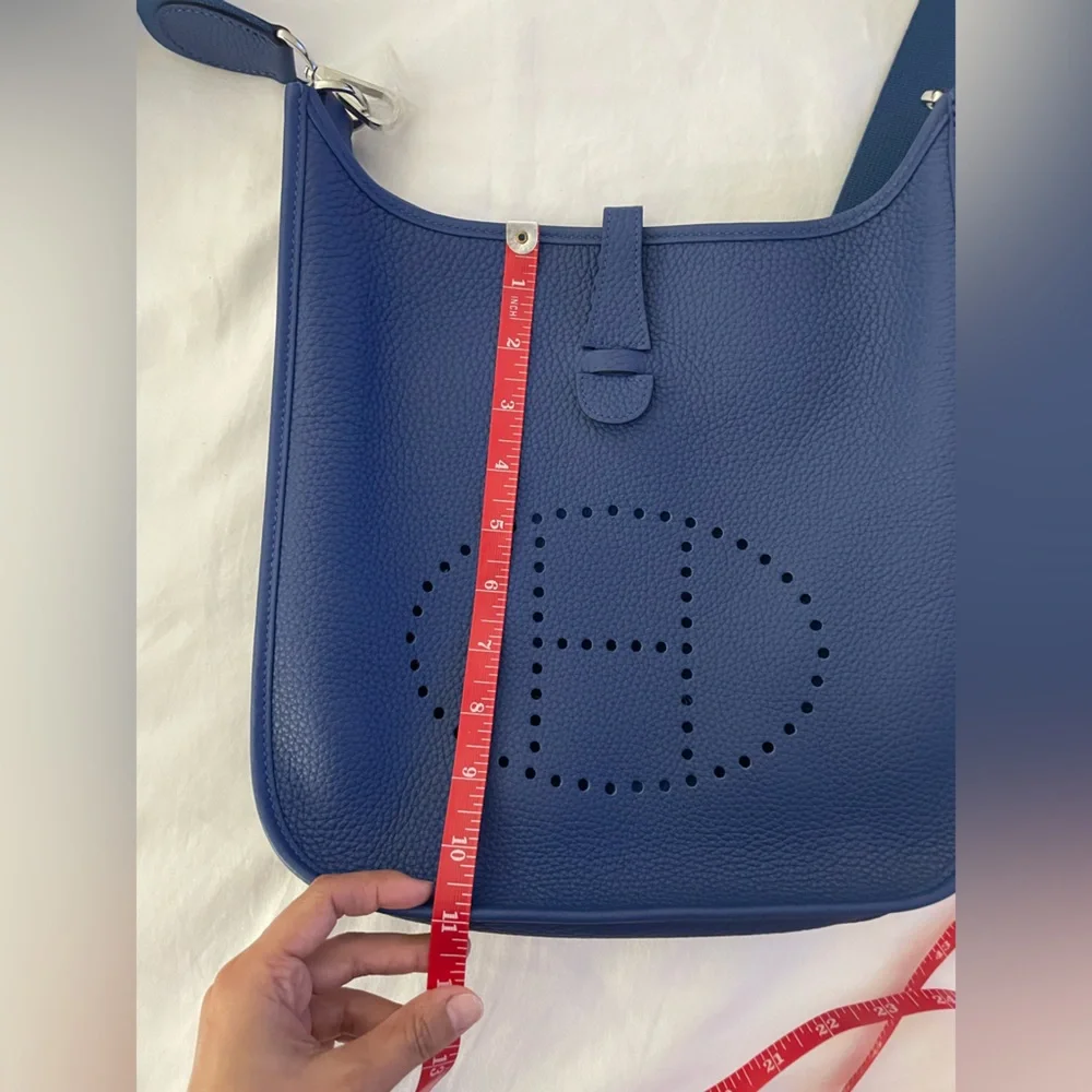 2025 Hermès Evelyne III 29 PM Bleu Tie Taurillon Clémence Leather Crossbody Bag